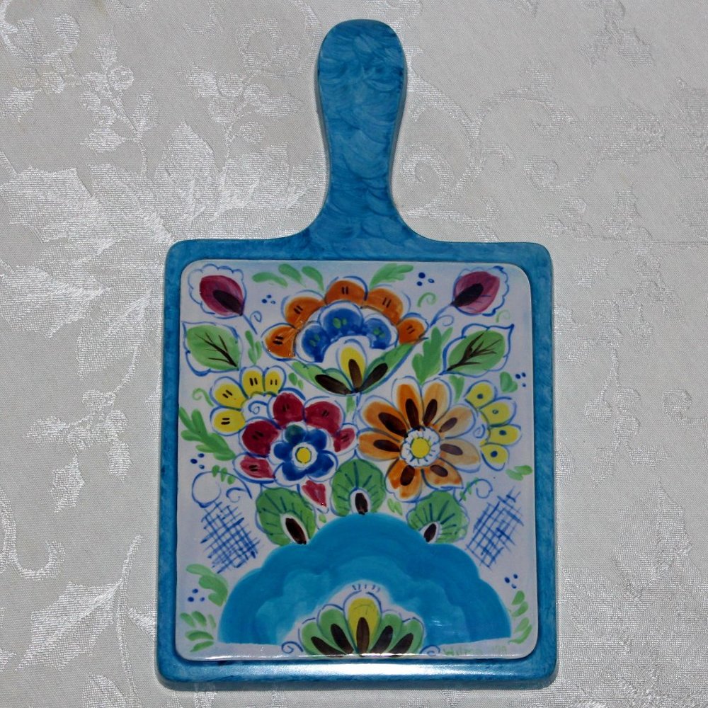 Hand Painted and Artist Signed Trivet | Wilma Verch Vintage Trivet